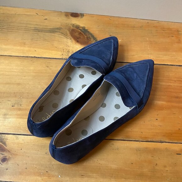 Boden Blue Suede Pointed Toe Flats - Picture 2 of 6